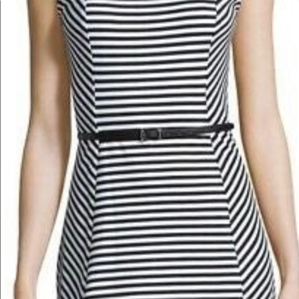 Michael Kors Black & White Stripped Dress w Belt